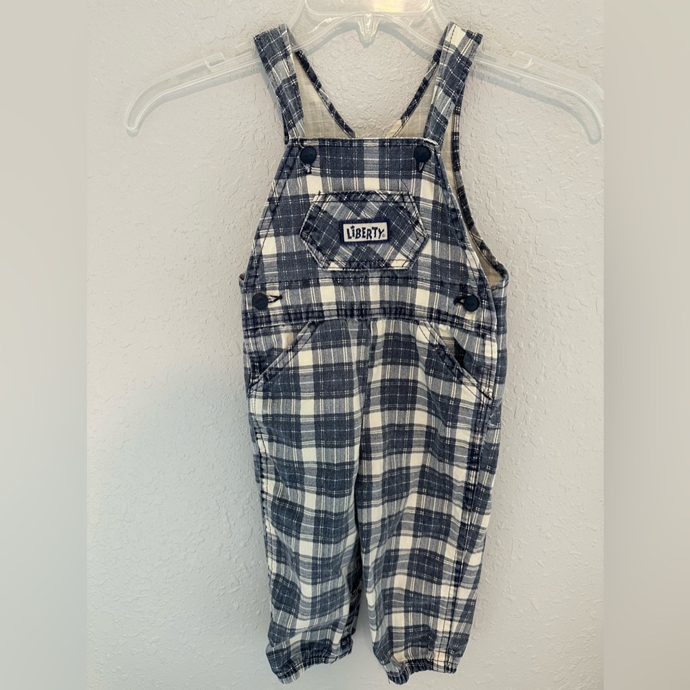 Vintage plaid liberty overall bibs size 24 months